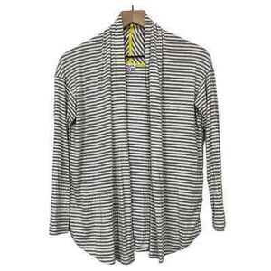 Splendid Cardigan Sweater Ribbed Draped Collar Open Front Striped Gray